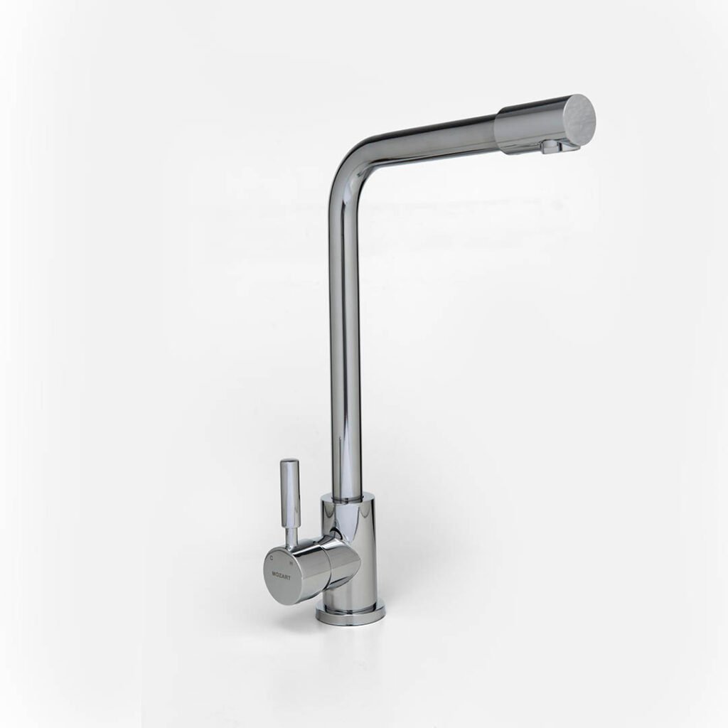 Monocomando Tokio cromado pico giratorio en L de acero