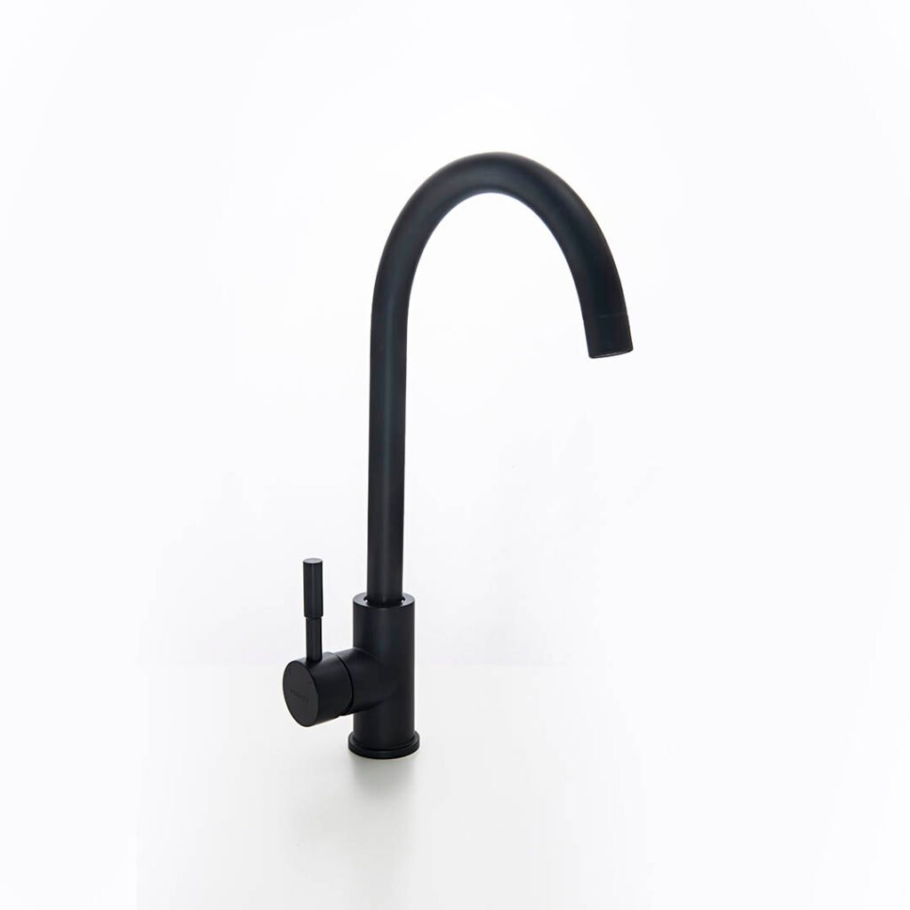 Monocomando Praga negro pico bar de acero para mesada